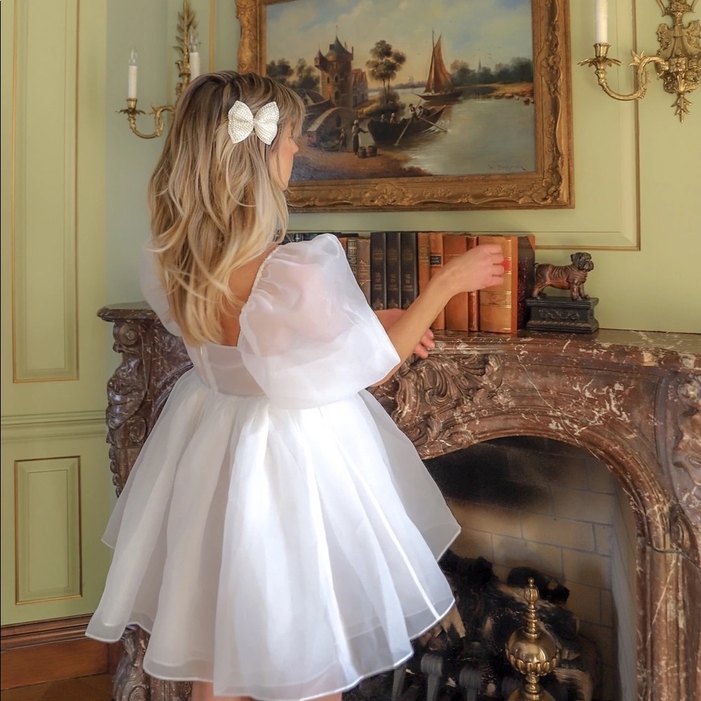 SELKIE Ivory Puff Dress Wedding Bachelorette Dress Puff Sleeve White Never Worn